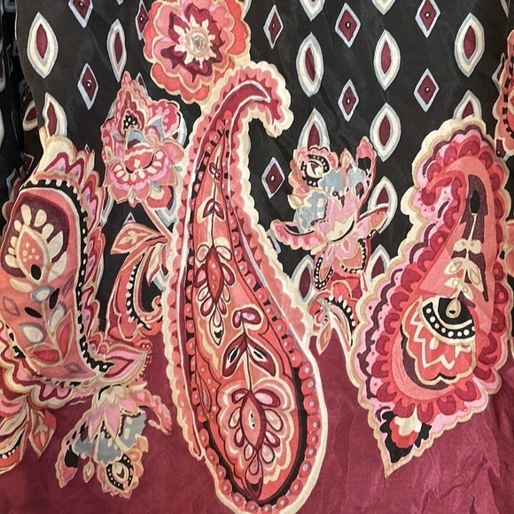 Lucky Brand 100% Silk Paisley Balloon Sleeve Button Front Shirt size M - Picture 15 of 17